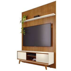 Painel E Bancada Tv 65 Pol 245x179 cm Milo Cinamomo Off White MADETEC