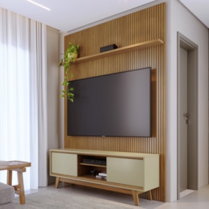 Painel E Bancada Tv 65 Pol 245x179 cm Milo Cumaru Opala MADETEC