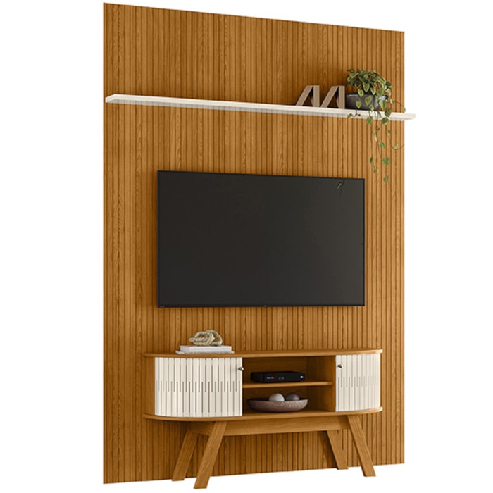 Painel E Bancada Tv 65 Pol 245x179 cm Silverstone Cinamomo Off White MADETEC