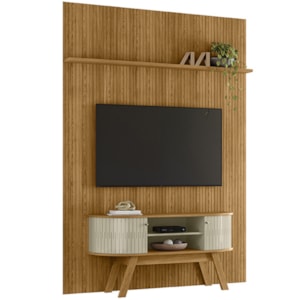 Painel E Bancada Tv 65 Pol 245x179 cm Silverstone Cumaru Opala MADETEC