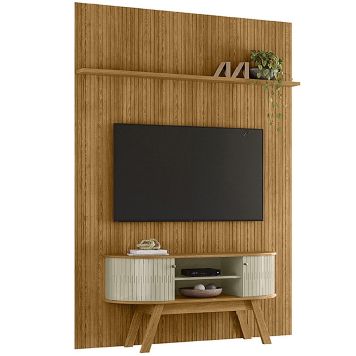 Painel E Bancada Tv 65 Pol 245x179 cm Silverstone Cumaru Opala MADETEC