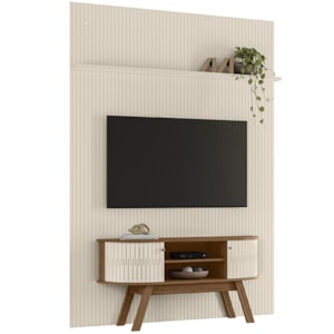 Painel E Bancada Tv 65 Pol 245x179 cm Silverstone Naturale Off White MADETEC