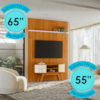 Painel E Bancada TV 65 Pol New Silverstone 179X245 cm Cinamomo Off White MADETEC