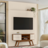 Painel E Bancada TV 65 Pol New Silverstone 179X245 cm Naturale Off White MADETEC