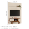 Painel E Bancada TV 65 Pol New Silverstone 179X245 cm Naturale Off White MADETEC