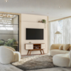 Painel E Bancada TV 65 Pol New Silverstone 179X245 cm Naturale Off White MADETEC