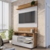 Painel Guaratuba E Rack Pipa Tv 48 Pol 108 cm Cinamomo Off White BECHARA