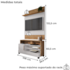 Painel Guaratuba E Rack Pipa Tv 48 Pol 108 cm Cinamomo Off White BECHARA