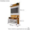 Painel Guaratuba E Rack Pipa Tv 48 Pol 108 cm Naturalle Off White BECHARA