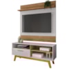 Painel Guaruja E Rack Paladio Tv 55 Pol 136 cm Cinamomo Off White BECHARA