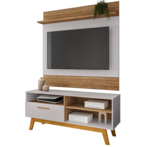 Painel Guaruja E Rack Paladio Tv 55 Pol 136 cm Cinamomo Off White BECHARA
