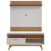 Painel Guaruja E Rack Paladio Tv 55 Pol 136 cm Cinamomo Off White BECHARA