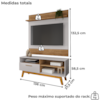 Painel Guaruja E Rack Paladio Tv 55 Pol 136 cm Cinamomo Off White BECHARA