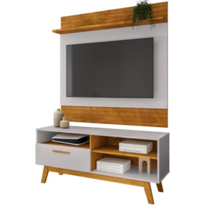 Painel Guaruja E Rack Paladio Tv 55 Pol 136 cm Naturalle Off White BECHARA