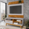 Painel Guaruja E Rack Paladio Tv 55 Pol 136 cm Naturalle Off White BECHARA