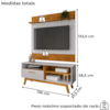 Painel Guaruja E Rack Paladio Tv 55 Pol 136 cm Naturalle Off White BECHARA