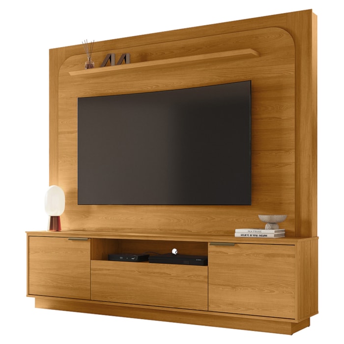 Painel Home Theater Nilo Para Tv 75 Pol 2 Portas 200 cm Cinamomo Madetec