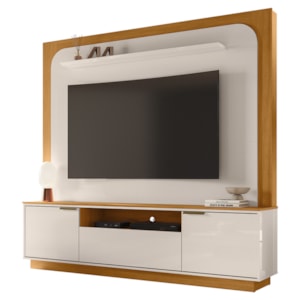 Painel Home Theater Nilo Para Tv 75 Pol 2 Portas 200 cm Cinamomo Off White Madetec