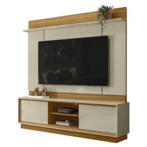 Painel Home Theater Siena Para Tv 75 Pol 2 Portas 184 cm Cumaru Opala Madetec