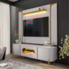 Painel Maresias E Rack Juquehy Tv 75 Pol 180 cm Off White Naturalle BECHARA