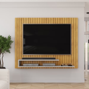 Painel Para Tv 55 Pol Ripado 134 cm Ripe Cedro Bali Dj Moveis