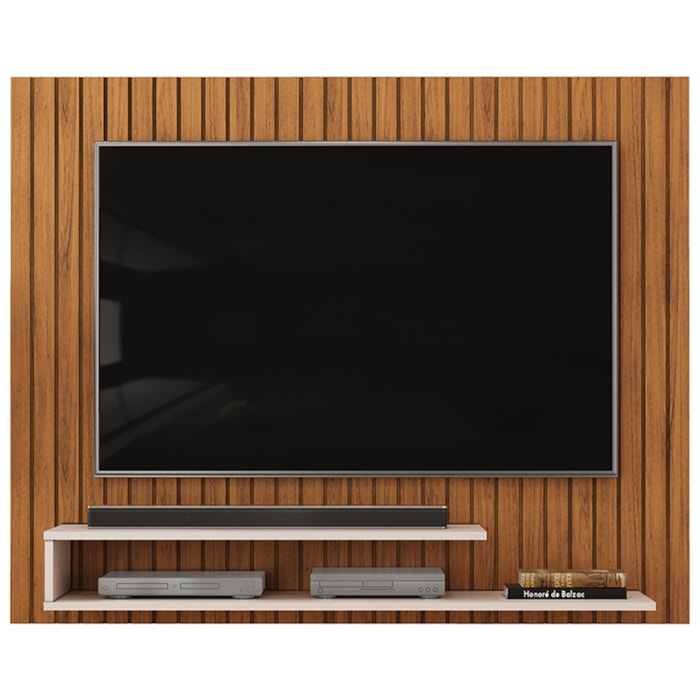 Painel Para Tv 55 Pol Ripado 134 cm Ripe Freijo Off White Dj Moveis