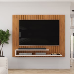 Painel Para Tv 55 Pol Ripado 134 cm Ripe Freijo Off White Dj Moveis