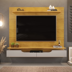 Painel Para Tv 60 Pol 2 Portas 160 cm Levi Cedro Bali Dj Moveis