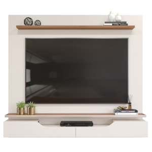 Painel Para Tv 60 Pol 2 Portas 160 cm Levi Off White Freijo Dj Moveis