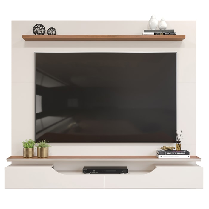 Painel Para Tv 60 Pol 2 Portas 160 cm Levi Off White Freijo Dj Moveis