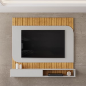 Painel Para Tv 65 Pol 1 Porta 150 cm Tom Cedro Bali Dj Moveis