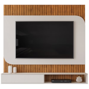 Painel Para Tv 65 Pol 1 Porta 150 cm Tom Freijo Off White Dj Moveis