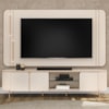 Painel Para Tv 75 Pol E Rack Bancada MDF Ariana Off White Dj Moveis