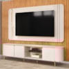 Painel Para Tv 75 Pol E Rack Bancada MDF Ariana Off White Dj Moveis