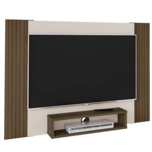 Painel Supenso Para TV 47 Pol 120 cm Pinho Ripado Off White ARLY