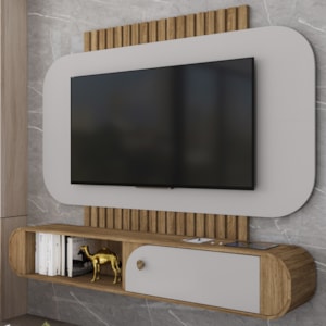 Painel Suspenso Organico Tv 55 Pol 156 cm Jurere Cinamomo Off White BECHARA
