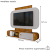 Painel Suspenso Organico Tv 55 Pol 156 cm Jurere Naturalle Off White BECHARA