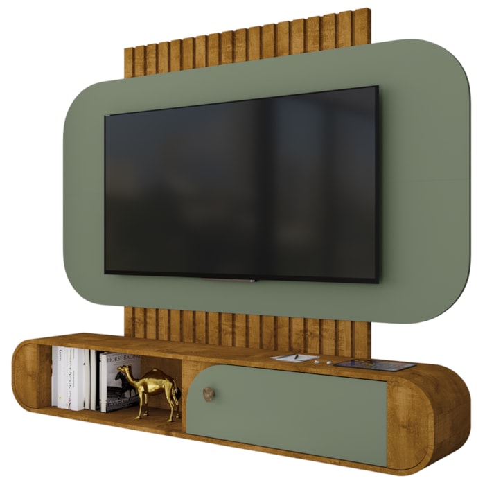 Painel Suspenso Organico Tv 55 Pol 156 cm Jurere Naturalle Pistache BECHARA