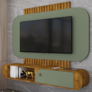 Painel Suspenso Organico Tv 55 Pol 156 cm Jurere Naturalle Pistache BECHARA
