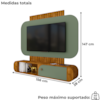 Painel Suspenso Organico Tv 55 Pol 156 cm Jurere Naturalle Pistache BECHARA