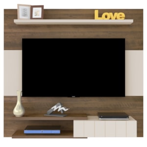 Painel Suspenso Para TV 55 Pol 135 cm Pinho Off White ARLY