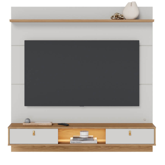 Painel Suspenso Para TV 60 Pol 160 cm Bali Com Led Off White Matte Freijo CLB