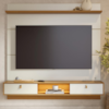 Painel Suspenso Para TV 60 Pol 160 cm Bali Com Led Off White Matte Freijo CLB