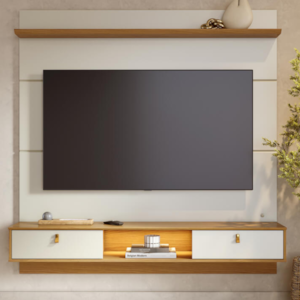 Painel Suspenso Para TV 60 Pol 160 cm Bali Com Led Off White Matte Freijo CLB