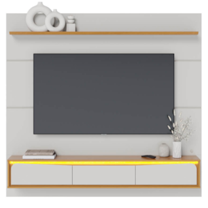 Painel Suspenso Para TV 65 Pol 180 cm Tahiti Com Led Off White Matte Naturale CLB