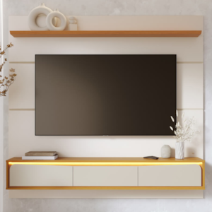Painel Suspenso Para TV 65 Pol 180 cm Tahiti Com Led Off White Matte Naturale CLB