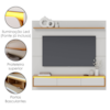 Painel Suspenso Para TV 65 Pol 180 cm Tahiti Com Led Off White Matte Naturale CLB