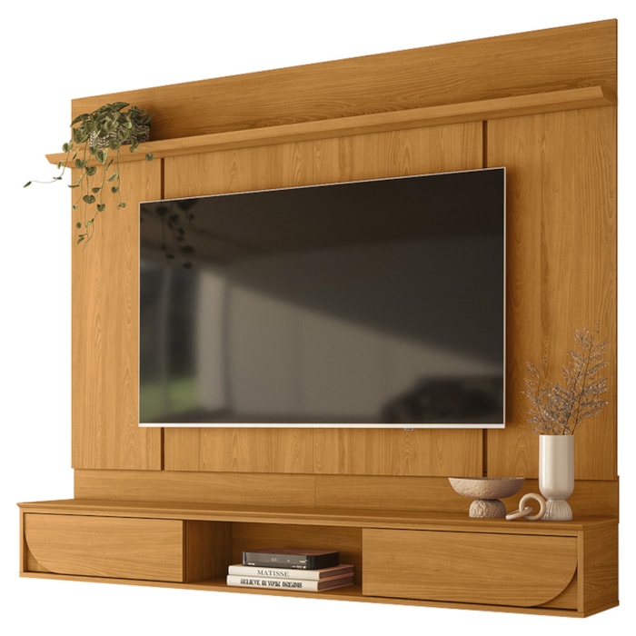 Painel Suspenso Para Tv 65 Pol Aura 2 Portas Deslizantes 182 cm Cinamomo Madetec
