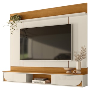 Painel Suspenso Para Tv 65 Pol Aura 2 Portas Deslizantes 182 cm Cinamomo Off White Madetec