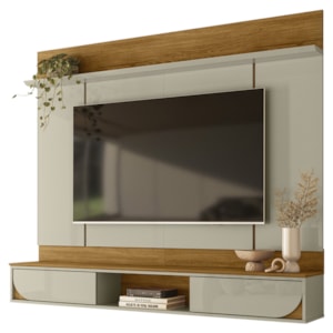 Painel Suspenso Para Tv 65 Pol Aura 2 Portas Deslizantes 182 cm Cumaru Opala Madetec